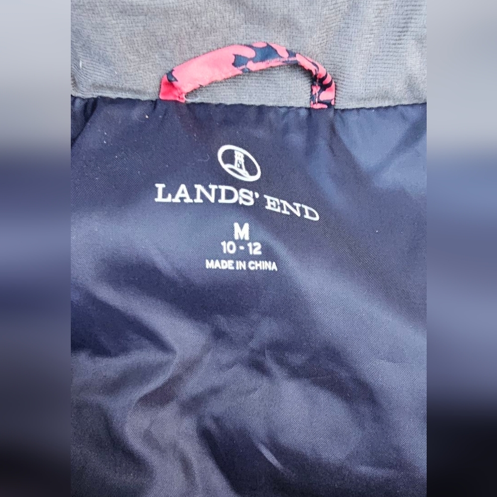 Lands' End - Pink & Navy Floral Abstract Print Puffer Jacket - Picture 6 of 8
